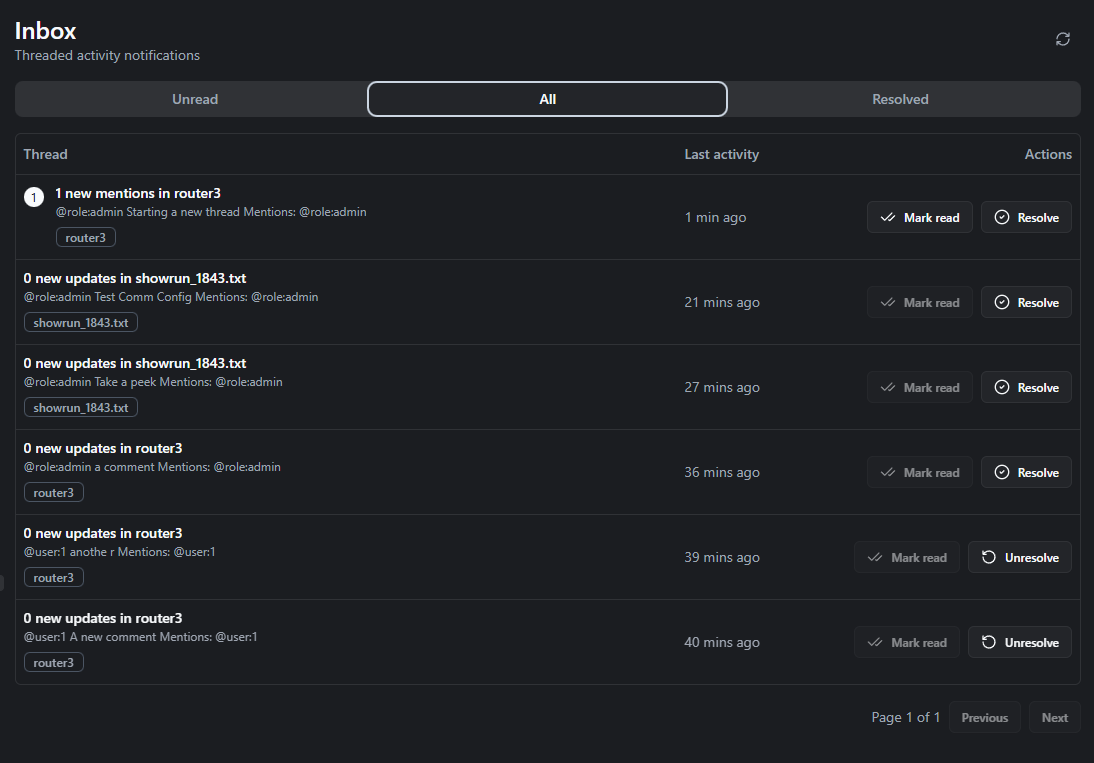 Activity Inbox placeholder